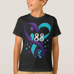 Suicide Prevention Awareness 988 Heart Teal And Pu T-Shirt