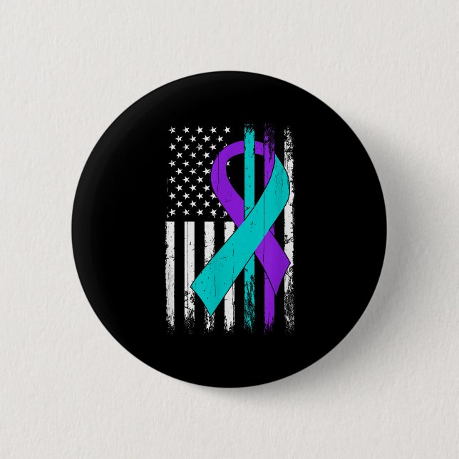 Suicide Prevention Awareness American Flag  Button (Front)