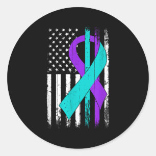 Suicide Prevention Awareness American Flag Classic Round Sticker