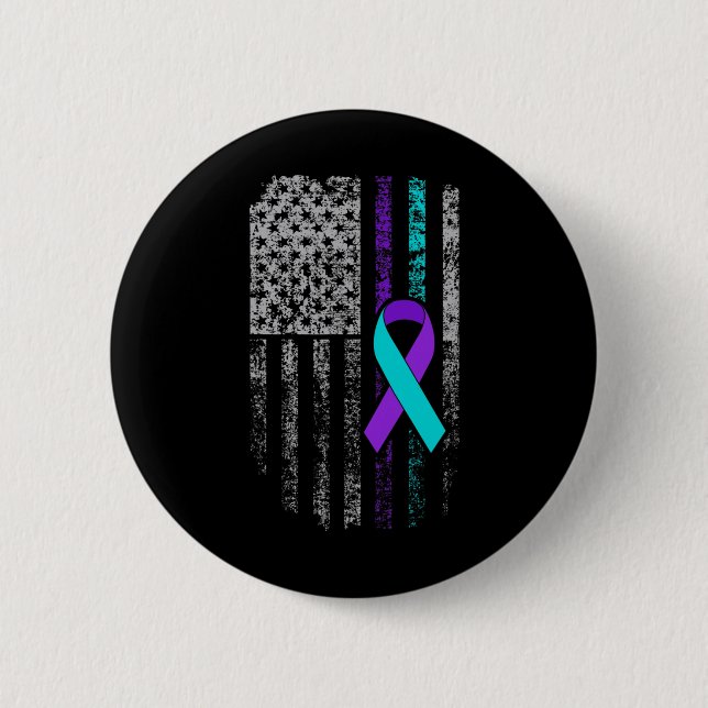 Suicide Prevention Awareness American Flag Ribbon  Button (Front)