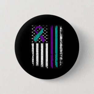 Suicide Prevention Awareness American Flag Ribbon Button