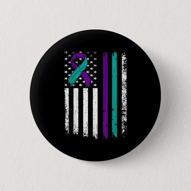 Suicide Prevention Awareness American Flag Ribbon  Button (Front)