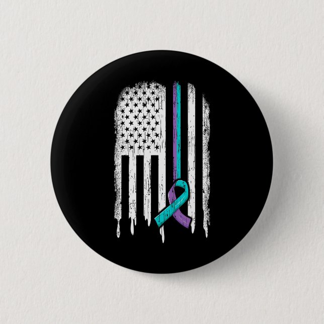 Suicide Prevention Awareness American Flag Ribbon  Button (Front)