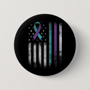 Suicide Prevention Awareness American Flag Ribbon Button
