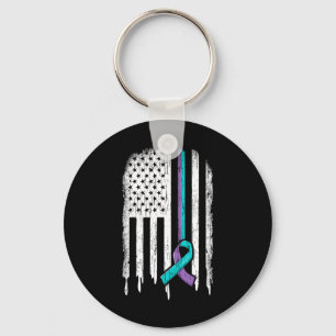 Suicide Prevention Awareness American Flag Ribbon Keychain