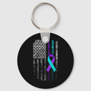 Suicide Prevention Awareness American Flag Ribbon  Keychain