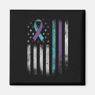 Suicide Prevention Awareness American Flag Ribbon  Magnet