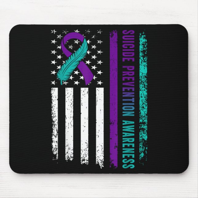Suicide Prevention Awareness American Flag Ribbon  Mouse Pad (Front)