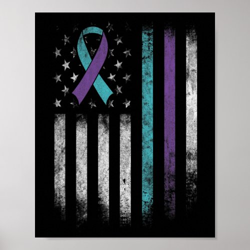 Suicide Prevention Awareness American Flag Ribbon  Poster