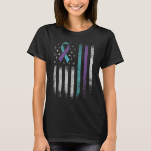 Suicide Prevention Awareness American Flag Ribbon  T-Shirt