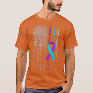 Suicide Prevention Awareness American Flag Ribbon T-Shirt