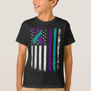 Suicide Prevention Awareness American Flag Ribbon T-Shirt