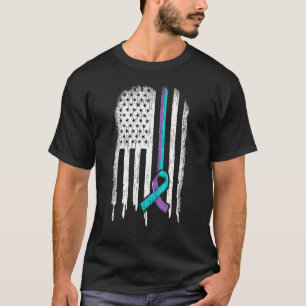 Suicide Prevention Awareness American Flag Ribbon  T-Shirt