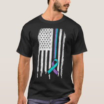Suicide Prevention Awareness  American Flag Ribbon T-Shirt