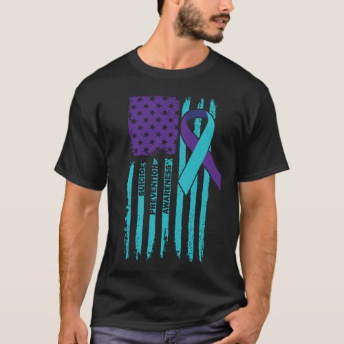 Suicide Prevention Awareness American Flag Suicide T_Shirt