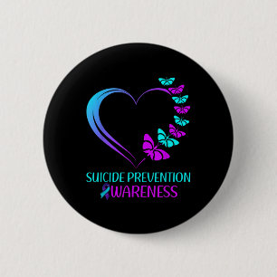 Suicide Prevention Awareness Butterfly Heart Ribbo Button