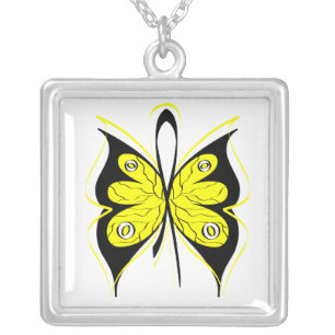 Suicide Prevention Awareness Butterfly Ribbon Silver Plated Necklace