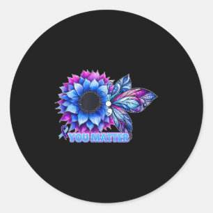 Suicide Prevention Awareness Butterfly Semicolon Classic Round Sticker