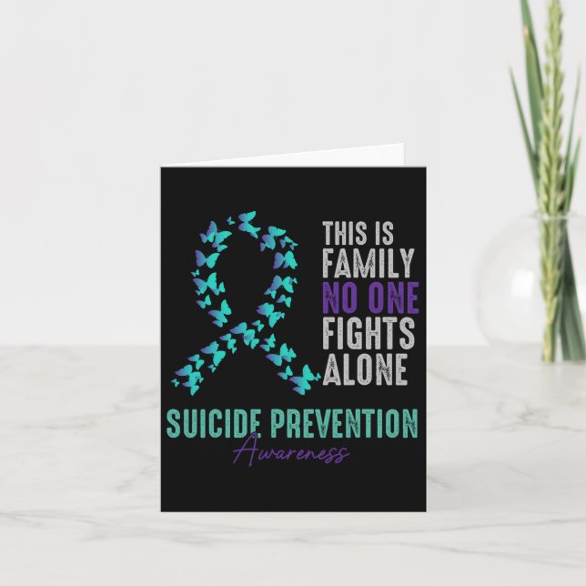 Suicide Prevention Awareness Butterfly Teal Purple Card (Front)