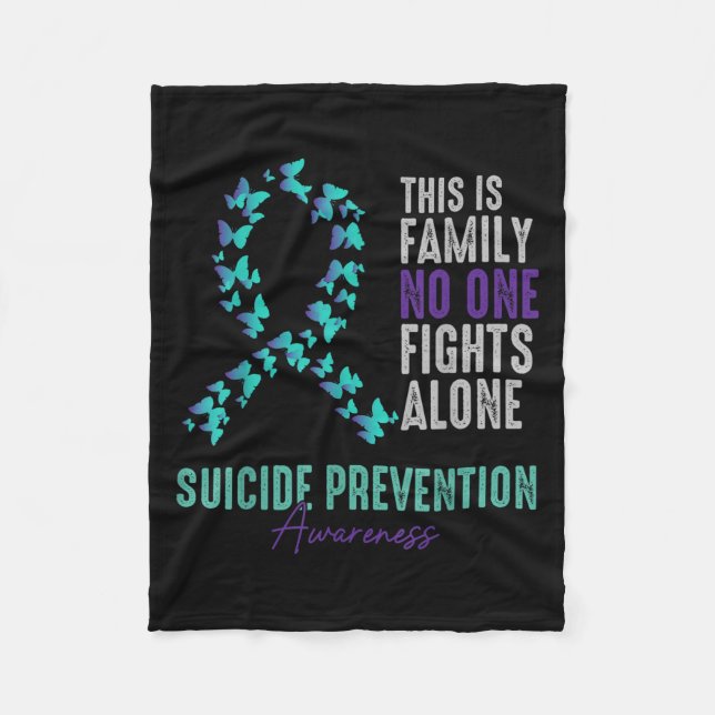 Suicide Prevention Awareness Butterfly Teal Purple Fleece Blanket (Front)