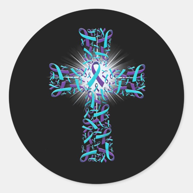 Suicide Prevention Awareness Cross  Classic Round Sticker (Front)