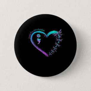 Suicide Prevention Awareness Dragonfly Heart Love Button