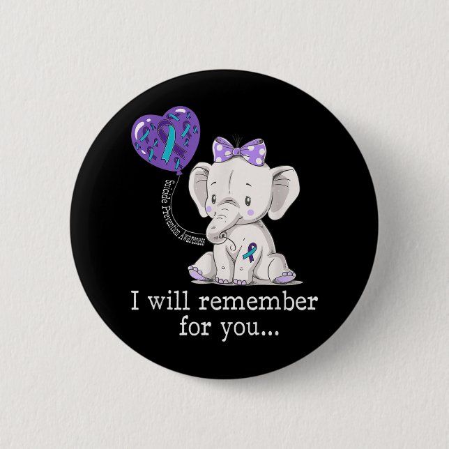 Suicide Prevention Awareness Elephant  Button (Front)