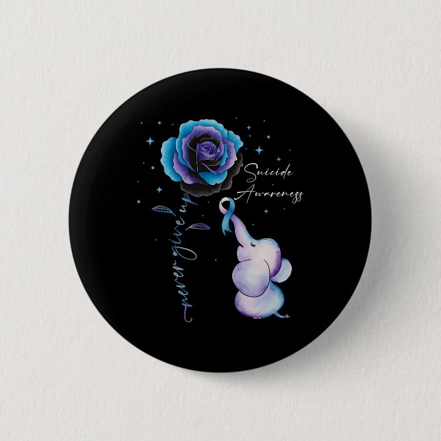 Suicide Prevention Awareness Elephant Sunflower Te Button (Front)