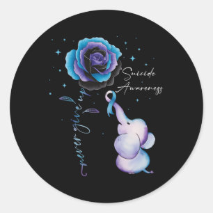 Suicide Prevention Awareness Elephant Sunflower Te Classic Round Sticker