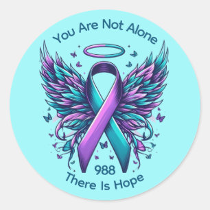 Suicide Prevention Awareness End Stigma 988 Hope Classic Round Sticker