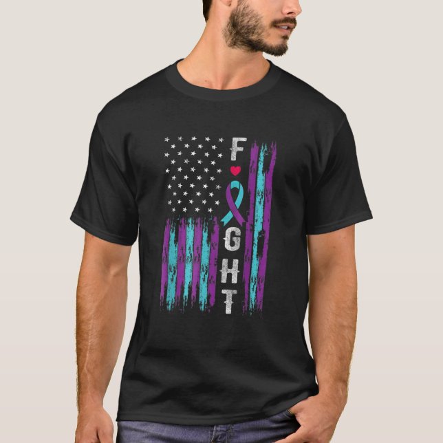 Suicide Prevention Awareness Fight Usa Flag Teal A T-Shirt (Front)