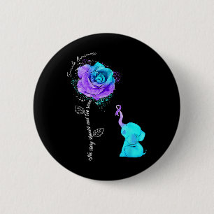Suicide Prevention Awareness Flower Elephant Ribbo Button