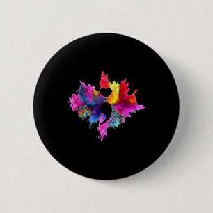Suicide Prevention Awareness Heart Shape Semicolon Button