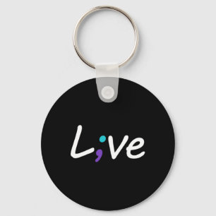 Suicide Prevention Awareness Live Love Semicolon Keychain