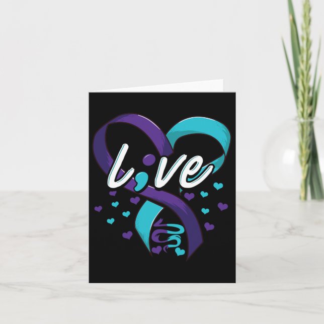 Suicide Prevention Awareness Live Love Semicolon M Card (Front)