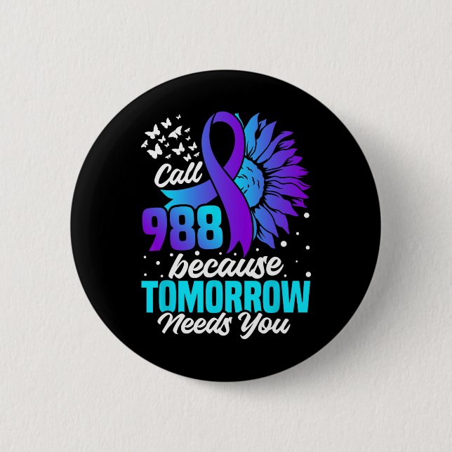 Suicide Prevention Awareness Mental Health Ribbon  Button (Front)