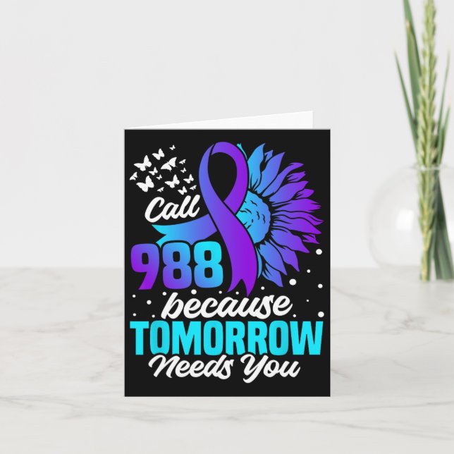 Suicide Prevention Awareness Mental Health Ribbon  Card (Front)