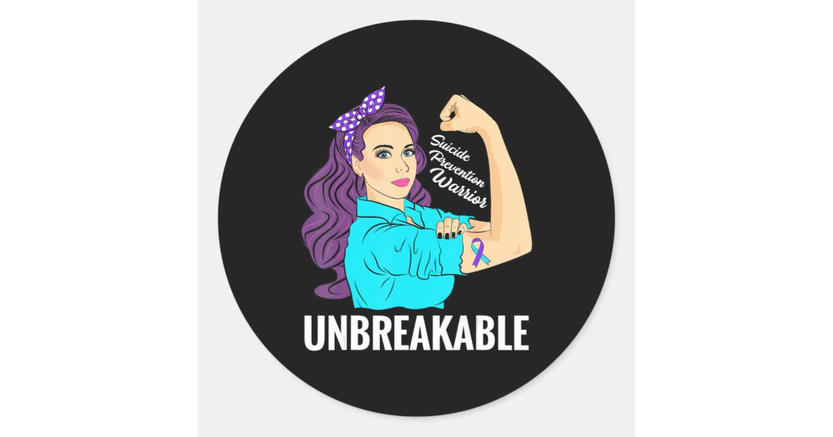 Suicide Prevention Awareness Mental Health Warrio Classic Round Sticker ...
