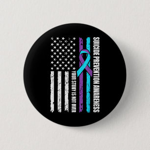 Suicide Prevention Awareness Month Flag Teal & Button