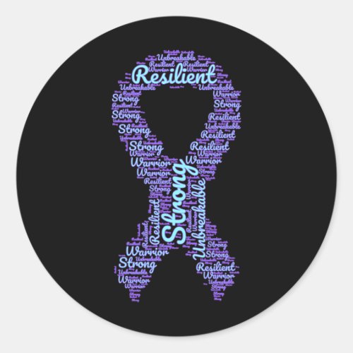 Suicide Prevention Awareness Month Ribbon With Str Classic Round Sticker
