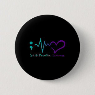 Suicide Prevention Awareness Month Semicolon Heart Button