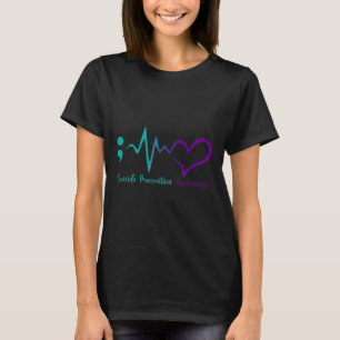 Suicide Prevention Awareness Month Semicolon Heart T-Shirt