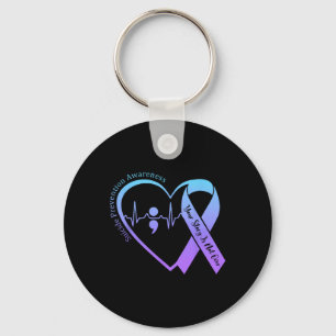 Suicide Prevention Awareness Month Teal And Purple Keychain