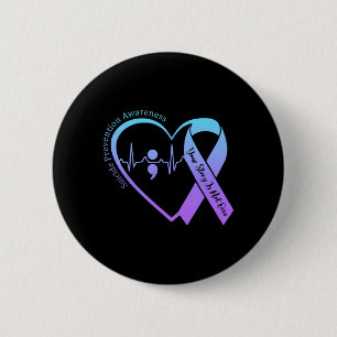 Suicide Prevention Awareness Month Teal Purple Button