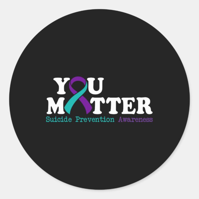 Suicide Prevention Awareness Month Teal Purple Rib Classic Round Sticker (Front)
