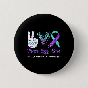 Suicide Prevention Awareness Peace Love Cure Leopa Button