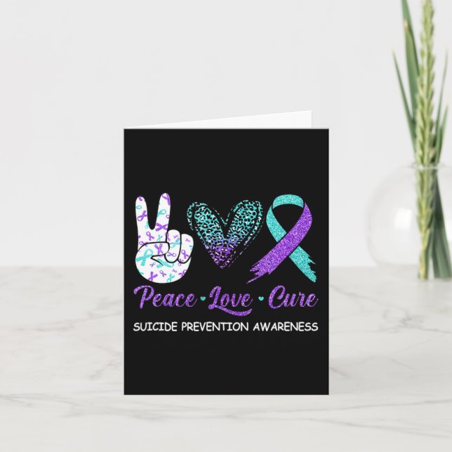 Suicide Prevention Awareness Peace Love Cure Leopa Card (Front)