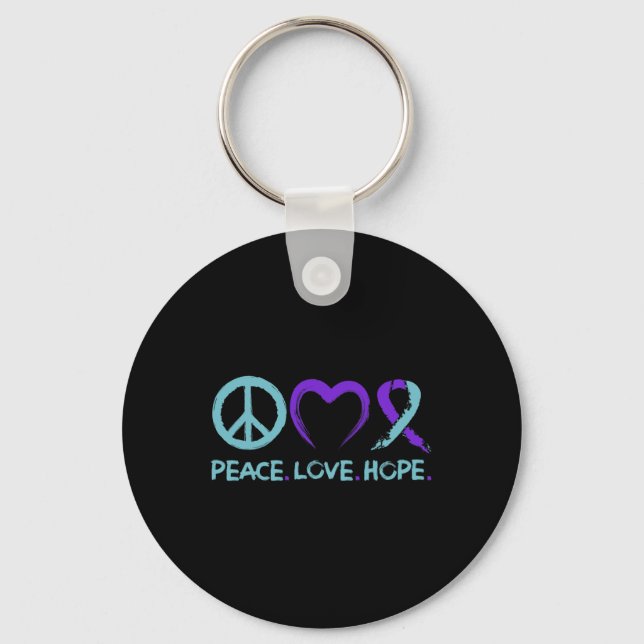 Suicide Prevention Awareness Peace Love Hope  Keychain (Front)