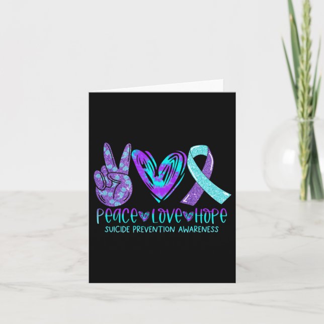 Suicide Prevention Awareness Peace Love Hope Menta Card (Front)