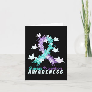 Suicide Prevention Awareness Pink And Teal Ribbon Card